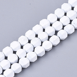 Spray Painted Non-magnetic Synthetic Hematite Beads Strands, Star Cut Round Beads, Faceted, White, 4x4x4mm, Hole: 0.5mm, about 100pcs/strand, 15.7 inch(G-T116-11-16)