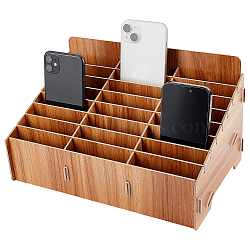 24-Grid Wooden Cell Phone Storage Box, Mobile Phone Holder, Desktop Organizer Storage Box for Classroom Office, BurlyWood, Finished Product: 320x200x180mm(CON-WH0094-05A)