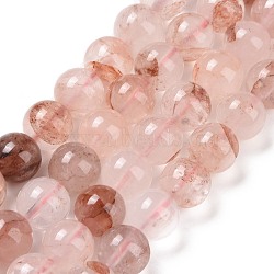 Natural Red Hematoid Quartz/Ferruginous Quartz Bead Strands, Round, 10mm, Hole: 1.2mm, about 38pcs/strand, 14.96''(38cm)(G-E571-03B)