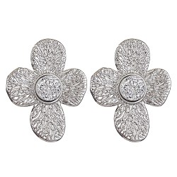 Imitation Druzy Gemstone Resin Flower Stud Earrings, Ion Plating(IP) Silver 304 Stainless Steel Earrings Women, Silver, 33x26.5mm(EJEW-JE05318-01)