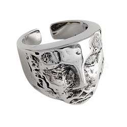 Women's Adjustable Brass Cuff Rings, Wide Band Rings, Head, Antique Silver, US Size 7 3/4(17.9mm)(RJEW-BB49247-A)