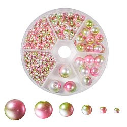 Rainbow ABS Plastic Imitation Pearl Beads, Gradient Mermaid Pearl Beads, Round, Dark Sea Green, 3mm/4mm/6mm/8mm/10mm/12mm, Hole: 1~2mm, 564pcs/box(OACR-YW0001-03H)
