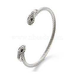 304 Stainless Steel Snake Open Cuff Bracelet Makings, Bangle Settings for Rhinestone, Stainless Steel Color, Inner Diameter: 2x2-1/8 inch(5x5.5cm), Fit for 1mm Rhinestone(BJEW-B064-03P)