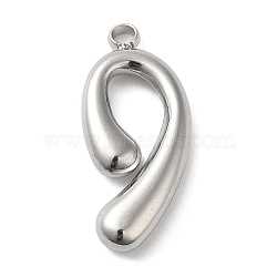 304 Stainless Steel Pendants, Number 9 Charm, Stainless Steel Color, 26x11.5x3.5mm, Hole: 2.2mm(STAS-C079-15P)