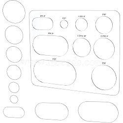 Acrylic Patchwork Templates, Quilting Stencils, for Sewing Craft, Needlework, Rectangle with Flat Round & Oval, Clear, 300x250x2mm(DIY-WH0188-65)
