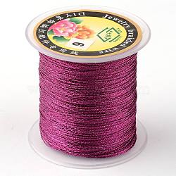 Round Metallic Thread, 12-Ply, Fuchsia, 1mm, about 54.68 yards(50m)/roll(MCOR-L001-1mm-14)