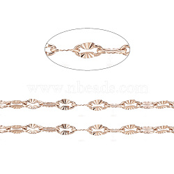 3.28 Feet Ion Plating(IP) 304 Stainless Steel Textured Dapped Chains, Cable Chains, Soldered, Flat Oval, Rose Gold, 4x2x0.5mm(X-CHS-D004-02RG)