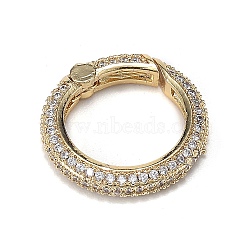 Brass Micro Pave Clear Cubic Zirconia Spring Gate Rings, Long-Lasting Plated, Ring, Real 18K Gold Plated, 18.5x19x3.6mm(ZIRC-F120-007G)