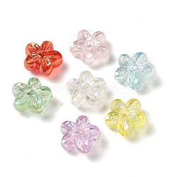 UV Plating Acrylic Beads, Flower, Mixed Color, 15x15.5x8mm, Hole: 1.6mm(OACR-G036-08)