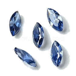 Cubic Zirconia Cabochons, Point Back, Horse Eye, Royal Blue, 12x6x3mm(ZIRC-P116-02B-07)