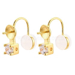 925 Sterling Silver Clip-on Earring Findings, Real 18K Gold Plated, 13x5.5mm, Pin: 0.8mm(STER-T007-122G)