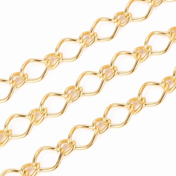 Iron Handmade Chains Figaro Chains Mother-Son Chains, Unwelded, Golden, with Spool, Mother link: 7x10mm, Son link: 4x6mm, 1.2mm thick, about 164.04 Feet(50m)/roll