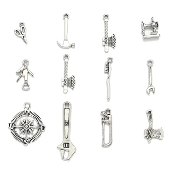 Tibetan Style Alloy Pendants, Mixed Shapes, Antique Silver, about 290~349pcs/416g