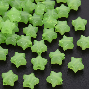 Imitation Jelly Acrylic Beads, Star, Lawn Green, 9x9.5x5.5mm, Hole: 2.5mm, about 2050pcs/500g