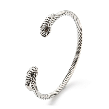 304 Stainless Steel Snake Open Cuff Bracelet Makings, Bangle Settings for Rhinestone, Stainless Steel Color, Inner Diameter: 2x2-1/8 inch(5x5.5cm), Fit for 1mm Rhinestone