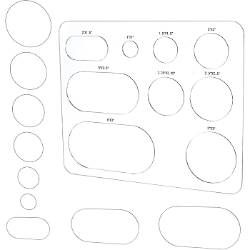 Acrylic Patchwork Templates, Quilting Stencils, for Sewing Craft, Needlework, Rectangle with Flat Round & Oval, Clear, 300x250x2mm