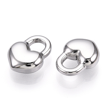 304 Stainless Steel Charms, Manual Polishing, Heart Padlock Charm, Stainless Steel Color, 14x10.5x5mm, Hole: 4x4.5mm