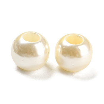 ABS Plastic Imitation Pearl Bead, Round, Beige, 16x14mm, Hole: 6.6mm, about 315pcs/500g