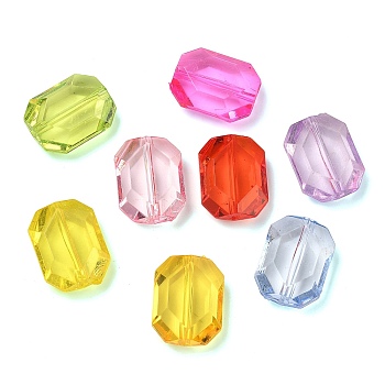 Transparent Acrylic Beads, Octagon, Faceted, Mixed Color, 24.5x19x9.5mm, Hole: 2mm, 141pcs/500g