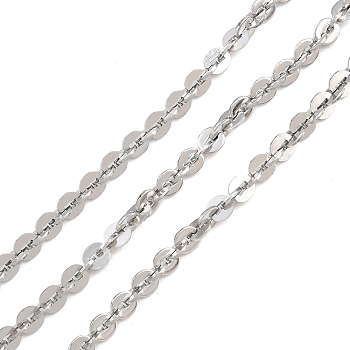 201 Stainless Steel Boston Link Chains, Unwelded, without Spool/Card Paper, Tarnish Free, Stainless Steel Color, 3.5x3x0.5mm
