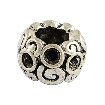 Tibetan Style Alloy Rondelle Bead Rhinestone Settings, Lead Free , Antique Silver, 7.5x11mm, Hole: 5.5mm, Fit for 2mm rhinestone, about 380pcs/1000g
