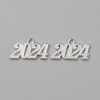 Alloy Pendants, Number 2024, Silver, 18x32x2mm, Hole: 3mm