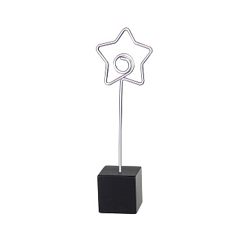 Metal Spiral Memo Clips, with Resin Base, Message Note Photo Stand Holder, for Table Decoration, Star, Black, 117mm