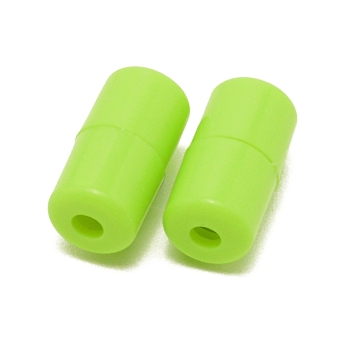 Plastic Screw Clasps, for Shoelace Buckles, Column, Lawn Green, 18x9.5mm, Hole: 3mm