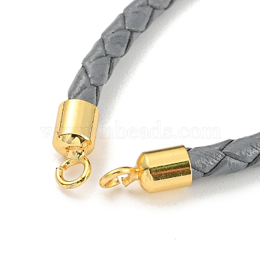 Leather Braided Cord Link Bracelets(MAK-K022-01G-02)-2