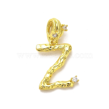 Clear Letter Z Brass+Cubic Zirconia Dangle Charms
