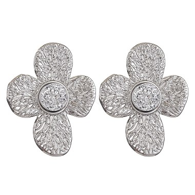 Silver Flower Resin Stud Earrings