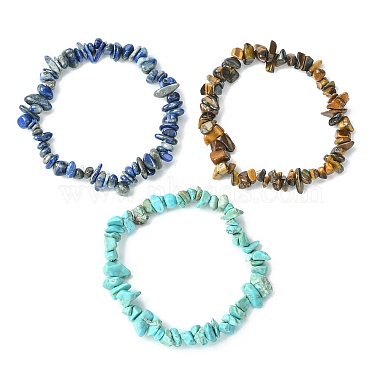 3Pcs 3 Style Natural & Synthetic Mixed Gemstone Chips Beaded Stretch Bracelets Set for Women(BJEW-FZ00003)-2