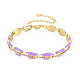 Brass Micro Pave Cubic Zirconia Link Chain Bracelet for Women(BJEW-T020-05G-06)-1