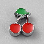 Alloy Enamel Beads, Cherry, Platinum, 12.5x11.5x4.5mm, Hole: 8x2mm(PALLOY-CJC0022-002P)