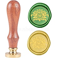 Wax Seal Stamp Set, Sealing Wax Stamp Solid Brass Head,  Wood Handle Retro Brass Stamp Kit Removable, for Envelopes Invitations, Gift Card, Floral Pattern, 83x22mm(AJEW-WH0208-298)