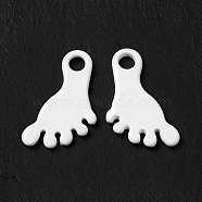 Spray Painted 201 Stainless Steel Charms, Footprint Charm, White, 12x8x1mm, Hole: 1.8mm(STAS-I672-02A)