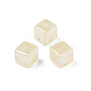 Transparent Acrylic Beads, Imitation Gemstone Style, Cube, Light Goldenrod Yellow, 13.5x13.5x13.5mm, Hole: 3.5mm(TACR-N006-03-A02)