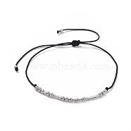 Unisex Adjustable Morse Code Bracelets, Valentines Friendship Bracelets, with Nylon Cord and Platinum Plated Brass Beads, Morse Code I Love You, Black, 1.3~9cm(BJEW-JB04988-04)