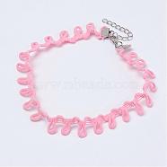 Cloth Gothic Choker Necklaces, with Iron Finding, Platinum, Pink, 11.4 inch(29cm)(NJEW-E085-29D)