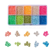 8000Pcs 10 Colors Fluorescent Color Glass Bugle Beads, Seed Beads, Baking Paint, Round Hole, Mixed Color, 1.5~2x1~2mm, Hole: 0.8mm, 1000pcs/color(SEED-YW0001-32)