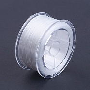 Flat Elastic Crystal String, Elastic Beading Thread, for Stretch Bracelet Making, White, 1mm, about 54.68 yards(50m)/roll(EW-I001-1mm-01)