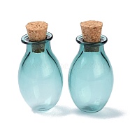 Oval Glass Cork Bottles Ornament, Glass Empty Wishing Bottles, DIY Vials for Pendant Decorations, Dark Cyan, 15.5x26~30mm(AJEW-O032-03G)