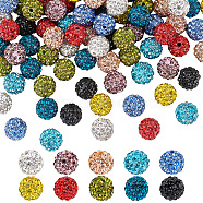 100Pcs 10 Colors Polymer Clay Pave Rhinestone Beads, Disco Ball Beads, Mixed Color, PP13(1.9~2mm), 6 Rows Rhinestone, 10mm, Hole: 1.5mm, 10Pcs/color(RB-OC0001-07)