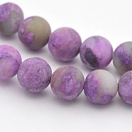 Natural & Dyed Gemstone Round Beads Strands, Imitation Charoite, Frosted, 8mm, Hole: 1mm, about 48pcs/strand, 15.3 inch(X-G-D661-8mm-1)
