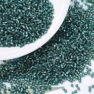 MIYUKI Delica Beads, Cylinder, Japanese Seed Beads, 11/0, (DB0607) Dyed Silver Lined Teal, 1.3x1.6mm, Hole: 0.8mm, about 2000pcs/10g(X-SEED-J020-DB0607)