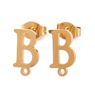 Ion Plating(IP) 304 Stainless Steel Stud Earrings, Letter Bfor Women, Letter B, 11.5x6.5mm, Hole: 1mm, Pin: 0.7mm(FIND-Q103-01B-G)