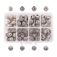 Jewelry Finding Sets, with Tibetan Style Alloy Beads and Tibetan Style Alloy European Beads, Antique Silver, 10~11x9~11x8~11mm, Hole: 2~5mm(FIND-PH0010-01AS)