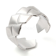 304 Stainless Steel Rhombus Open Cuff Ring for Women, Stainless Steel Color, Inner Diameter: 17mm(RJEW-I098-24P)