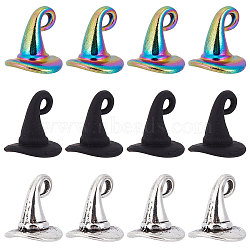 60Pcs 3 Style Rainbow Color Alloy Pendants, Cadmium Free & Lead Free, Witch Hat, Mixed Color, 11~12x10~11x10.5~11mm, Half Hole: 1.7~3mm, 20pcs/style(FIND-SC0004-19)