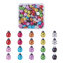 Transparent Flat Back Resin Cabochons, Ladybug Shape, Mixed Color, 12.5x8.5x3.5mm, 100pcs/box(CRES-TA0001-05)